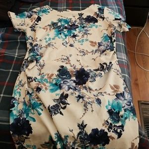 Above the knee cocktail floral stretch dress